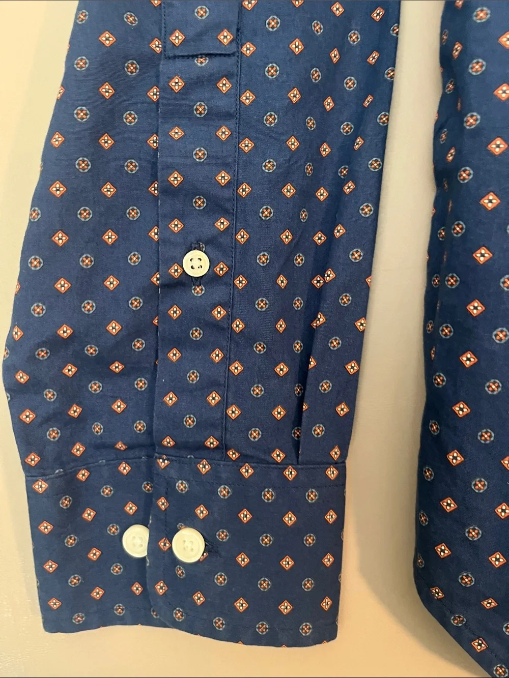Banana Republic Navy Blue Micro Dot Long-Sleeve Dress Shirt